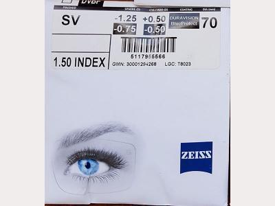 Линза Zeiss DuraVision Blue Protect UV упаковка Фото